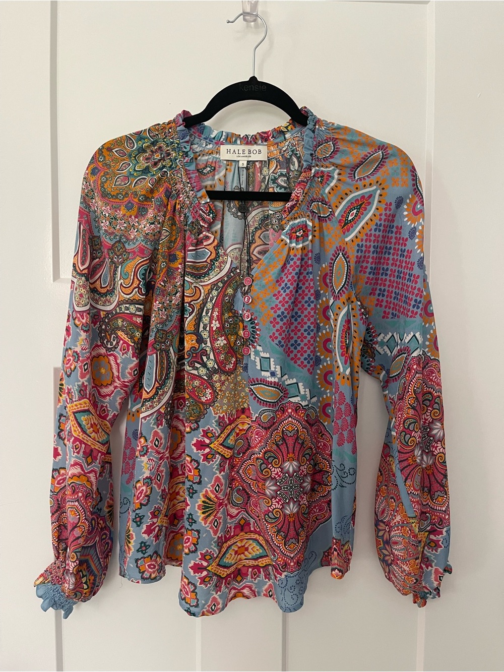 Hale Bob 100% Silk Paisley Boho Blouse Top Size S, NWT